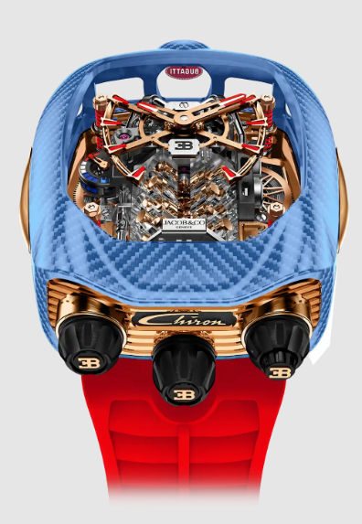 Review Jacob & Co Bugatti Chiron tourbillon BLUE CARBON FIBER BU230.24.AA.UA.A Replica watch
